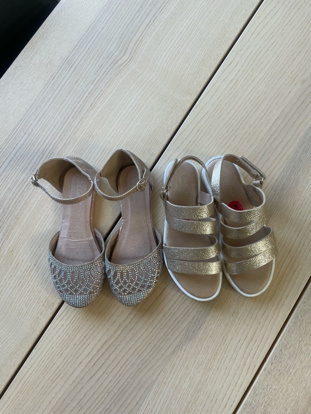 Girls size 2 dressy shoes and Gold Glitter Dress Sandals, size 2 girls sandals